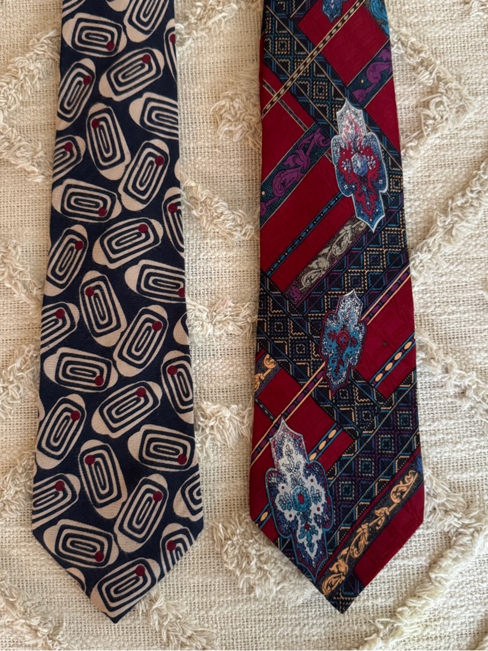Black Smith Isaco Men Multicolor Silk Tie Set Geometric Vintage